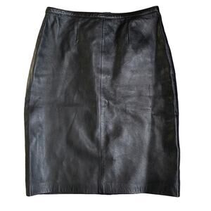 Vintage Mixit Pencil Skirt Leather Black Knee-Length Women's Sz 4 INVG4